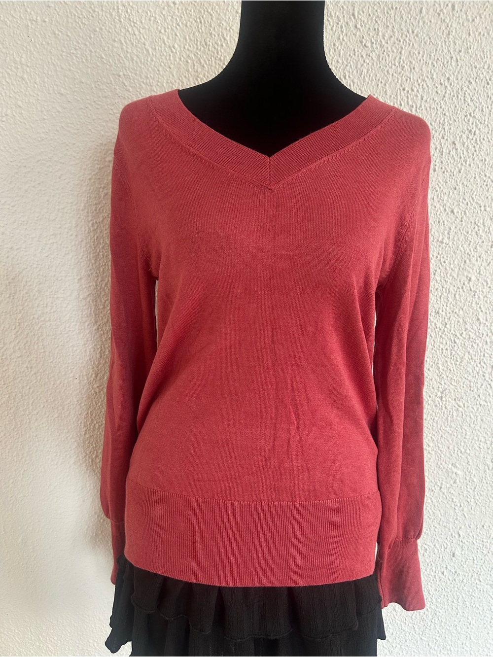 Women’s V-Neck Sweater in Rose Red by Soya Concept